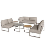 Yihomfy Gartenmöbel-Set 7-8 Personen Verzinktes Eisen Dunkelgrau