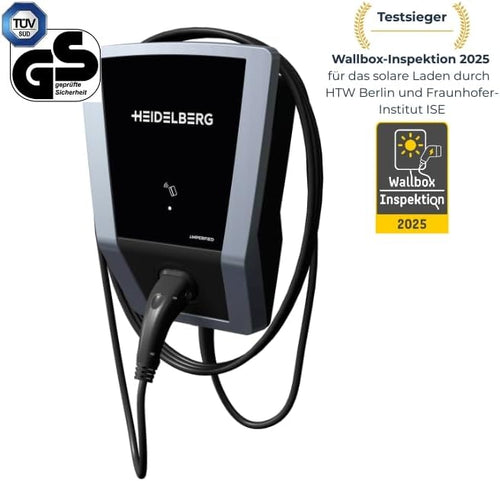 Heidelberg Connect.solar 11kW Wallbox Typ 2 7,5m Kabel Schwarz