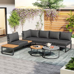 Yihomfy Gartenmöbel-Set 7-8 Personen Verzinktes Eisen Dunkelgrau