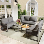 Yihomfy Gartenmöbel-Set 7-8 Personen Verzinktes Eisen Dunkelgrau