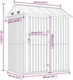 Boltkex Gartenhaus 192x152,5x237 cm Verzinkter Stahl Hellgrau