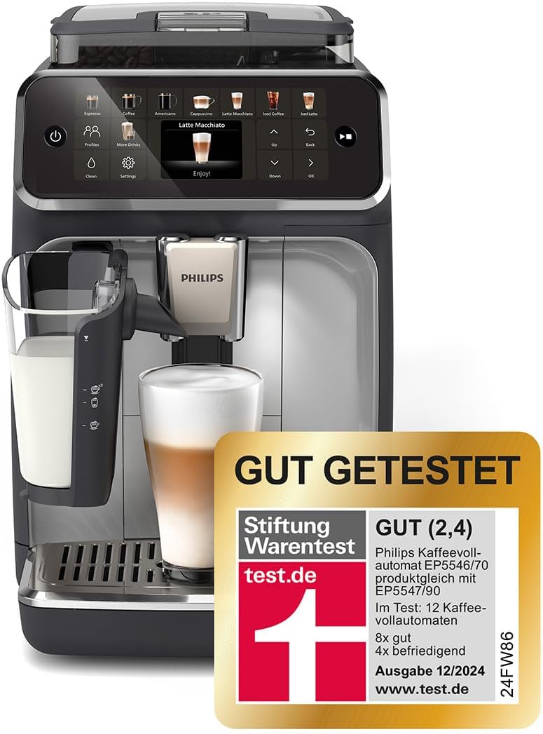 PHILIPS Serie 5500 Kaffeevollautomat LatteGo 1500 W Schwarz/Silber