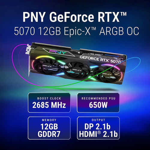 PNY GeForce RTX 5070 12 GB GDDR7 ARGB OC Triple Fan Grafikkarte