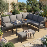 Yihomfy Gartenmöbel-Set 7-8 Personen Verzinktes Eisen Dunkelgrau