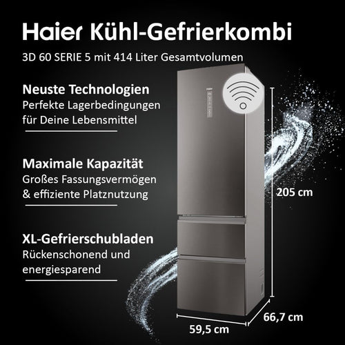 Haier HTW5620CNMP Kühl Gefrierkombination 414 L Dark Inox