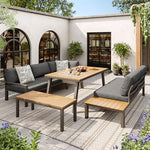 Yihomfy Gartenmöbel-Set 7-8 Personen Verzinktes Eisen Dunkelgrau