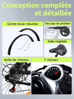 Runetic E-Bike 26 Zoll 7 Gang Pedelec 250W 36V 13Ah Grau