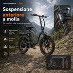 ZAZAWORK C16 E-Bike Klapprad 250 W 48 V 16 Ah 80-120 Km Schwarz