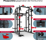 Sportstech SXM150 Smith Machine Power Rack Kabelzug Klimmzug Schwarz