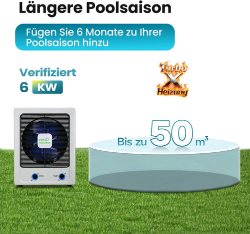 ECOPOOLTECH Inverter Pool Wärmepumpe EE50 6kW Titan Wärmetauscher