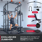 Sportstech SXM150 Smith Machine Power Rack Kabelzug Klimmzug Schwarz