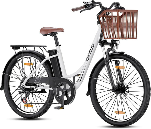 Qekud E-Bike 26/27.5 Zoll 36V 13Ah 250W Elektrofahrrad Weiß