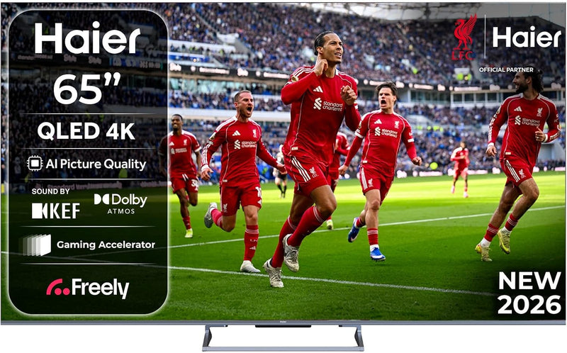 Haier S90GUF 65" QLED Smart-TV mit Fire TV, Freely, KI-Bildqualität, Sound by KEF, Dolby Atmos, MEMC, Gaming Accelerator, Bluetooth, HDMI 2.1