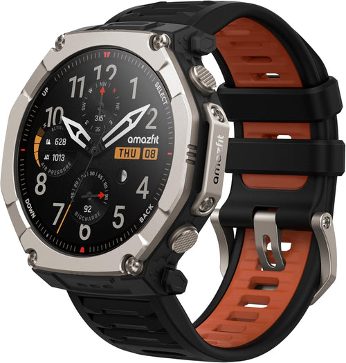 Amazfit T-Rex Ultra 2 Dualband-GPS Outdoor Smartwatch 51 mm Titangehäuse 1,5 Zoll Saphir AMOLED Display Taschenlampe 30 Tage Akkulaufzeit Offline-Karten 10 ATM 180+ Sportmodi