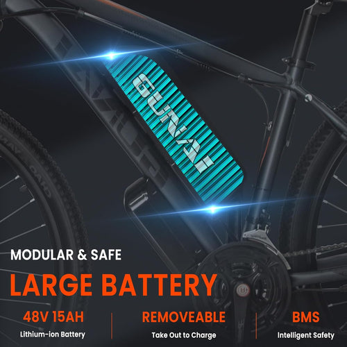 Gunai E-Mountainbike 29 Zoll 48V 15Ah 21 Gang Schwarz