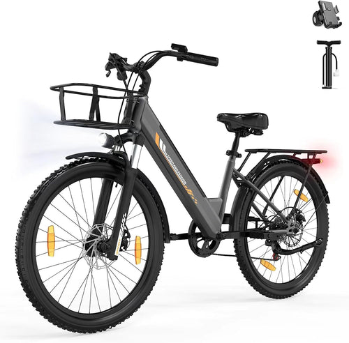Runetic E-Bike 26 Zoll 7 Gang Pedelec 250W 36V 13Ah Grau
