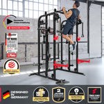 Sportstech SXM150 Smith Machine Power Rack Kabelzug Klimmzug Schwarz