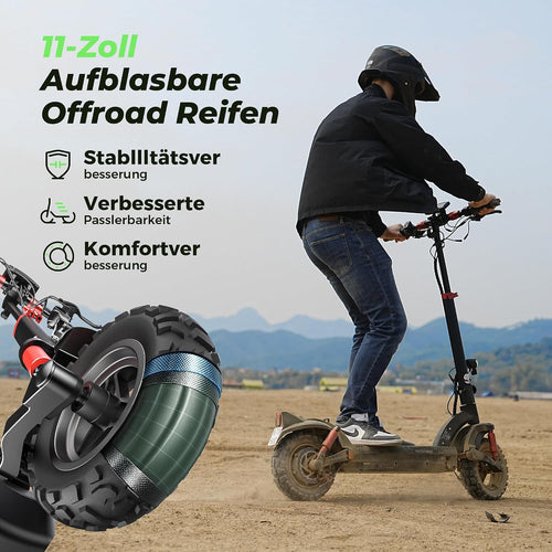 Isinwheel GT2 Offroad E Scooter 48V 15Ah 500W 11 Zoll Schwarz