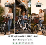 Qekud E-Bike 26/27.5 Zoll 36V 13Ah 250W Elektrofahrrad Weiß