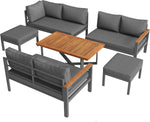 Yihomfy Gartenmöbel-Set 7-8 Personen Verzinktes Eisen Dunkelgrau