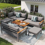 Yihomfy Gartenmöbel-Set 7-8 Personen Verzinktes Eisen Dunkelgrau