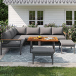 Yihomfy Gartenmöbel-Set 7-8 Personen Verzinktes Eisen Dunkelgrau