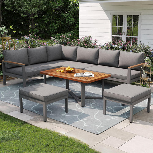 Yihomfy Gartenmöbel-Set 7-8 Personen Verzinktes Eisen Dunkelgrau