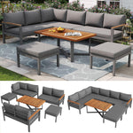 Yihomfy Gartenmöbel-Set 7-8 Personen Verzinktes Eisen Dunkelgrau