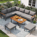 Yihomfy Gartenmöbel-Set 7-8 Personen Verzinktes Eisen Dunkelgrau