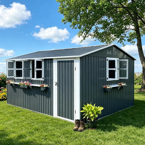 Muskel Gartenhaus 10,21 m² Anthrazitgrau Metall